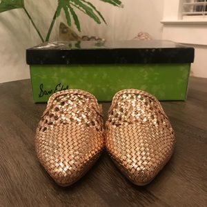 Gold Sam Edelman Woven Leather Slides